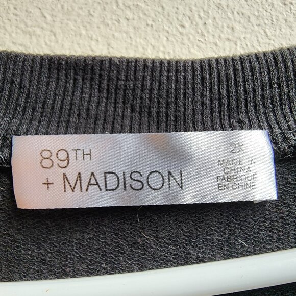 89th & Madison Black Jeweled Embellished Scoop Neck Sweatshirt Size 2X - Picture 6 of 16